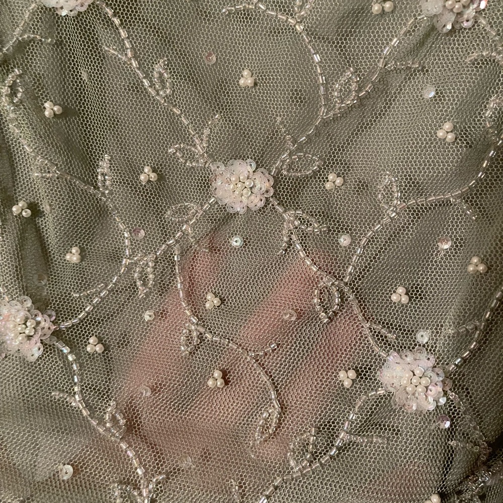 Beaded Sage Green Maxi Dress with Scarf - Picture 3 of 13
